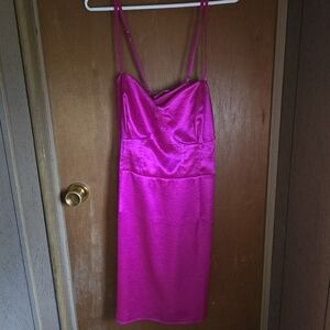 Hot pink corset back dress